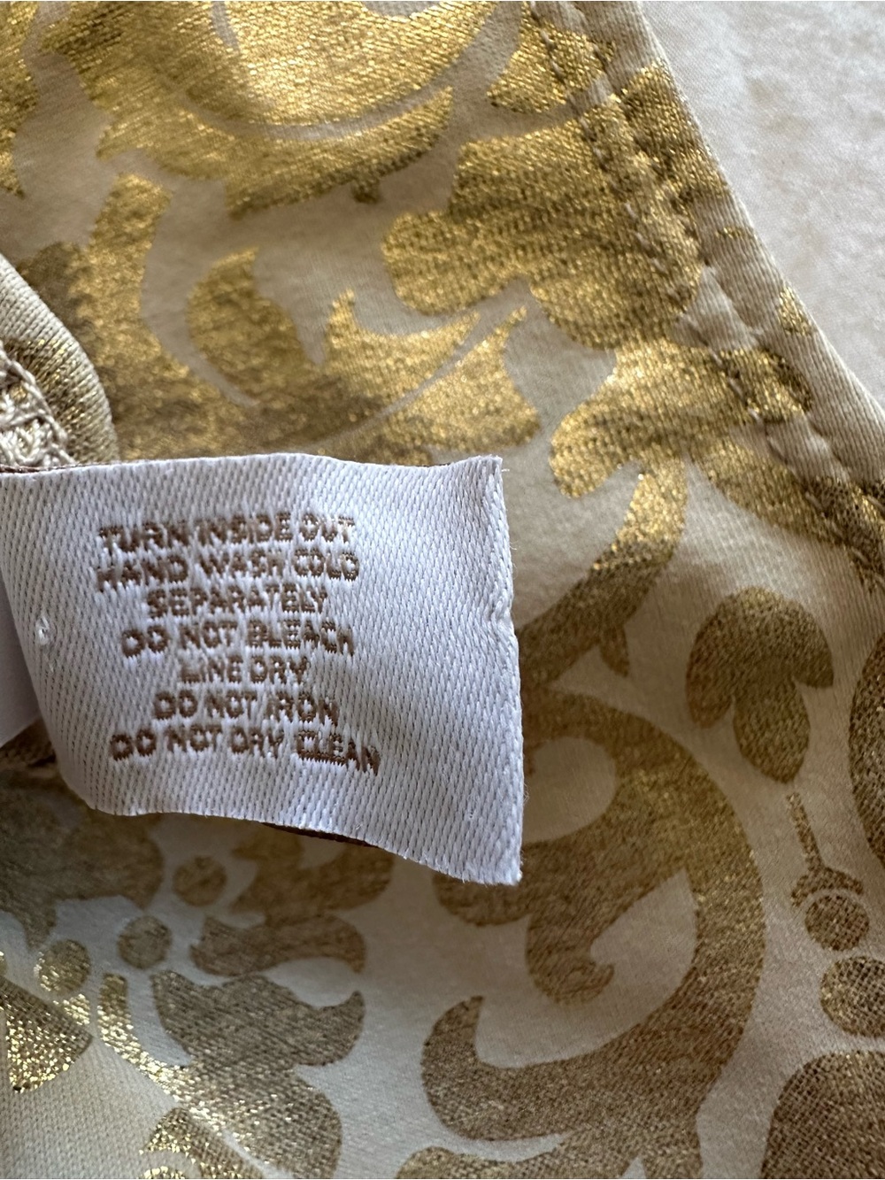 Chico's Gold Metallic Scroll Print Top on Cream, size medium (2) - Picture 9 of 9
